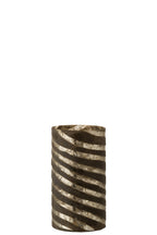 J-Line vaas Strepen Rond - glas - zilver - small - 28 cm hoog