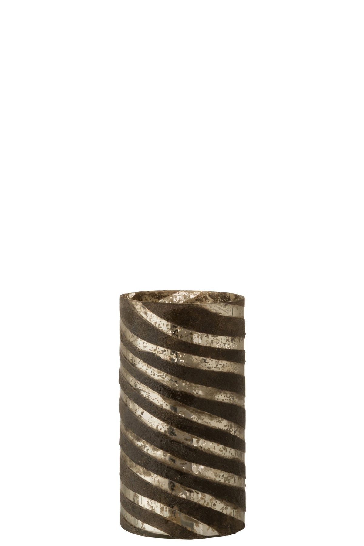J-Line vaas Strepen Rond - glas - zilver - small - 28 cm hoog