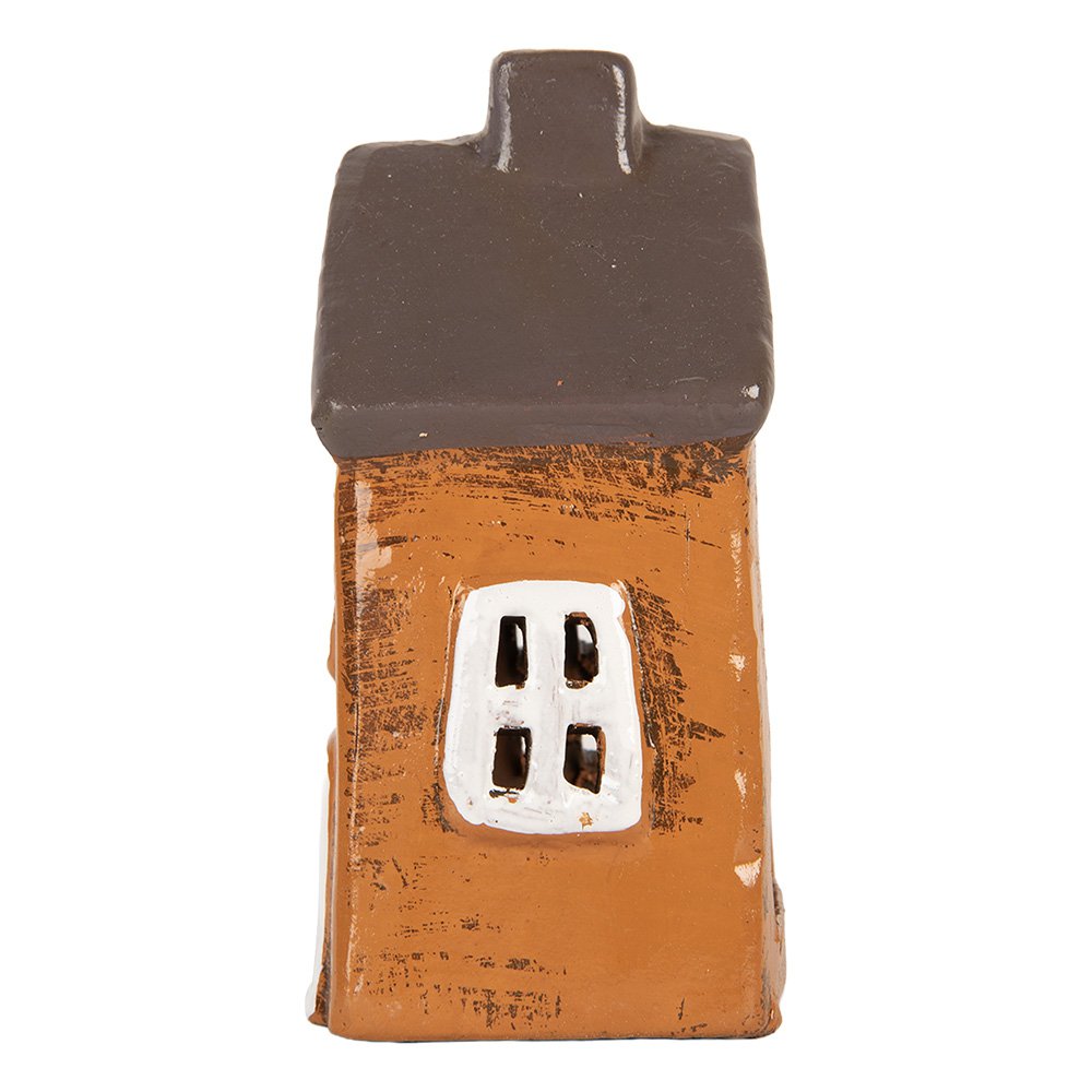 Waxinelichthouder Huis 9x7x13 cm Oranje Keramiek