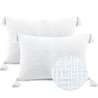 Getextureerde Slub Pillow Sham – Paar kussenhoezen – Katoenen stof, randen met kwastjes – 16x16 Inch