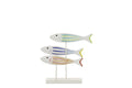 J-Line decoratie Vis Op Voet Gestreept - hout/bamboe - mix - S