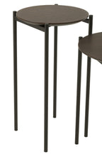 J-Line bijzettafel Rond - hout/metaal - donkerbruin - set van 2