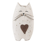 Decoratie beeld Kat 8x6x14 cm Wit Bruin Hout