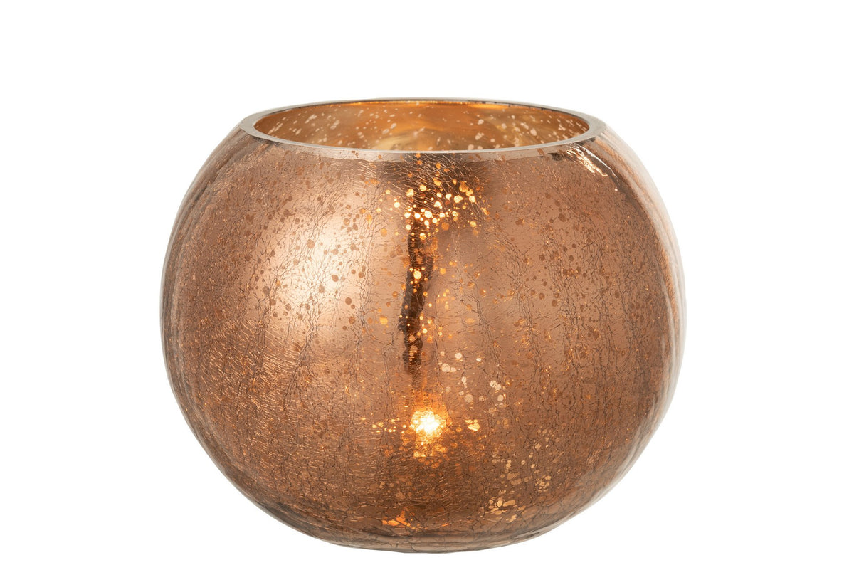 J-Line windlicht Bol Craquelé Parel Effect - glas - bruin - large
