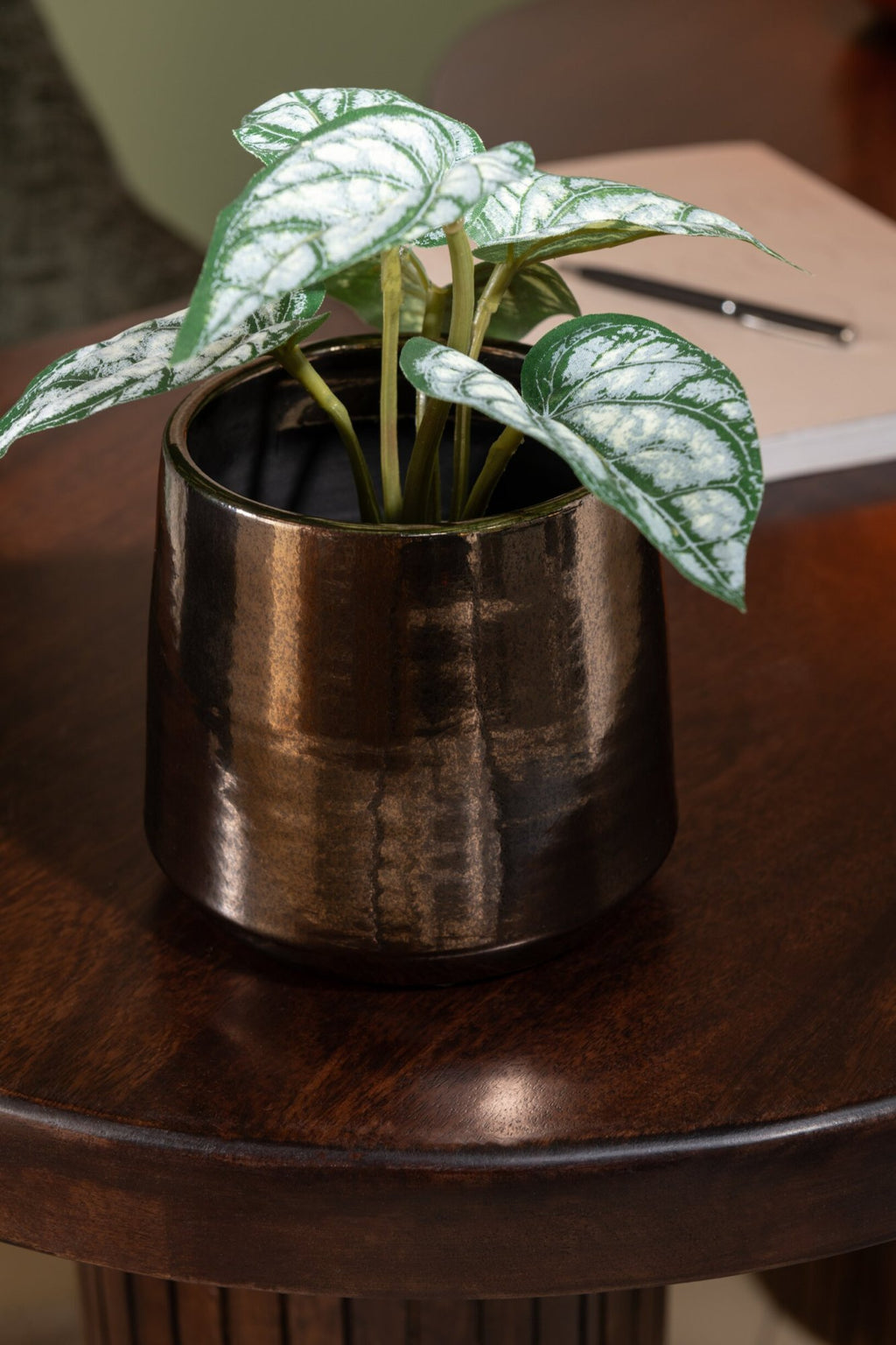 J-Line bloempot Rond - keramiek - goud - medium - Ø 24 cm