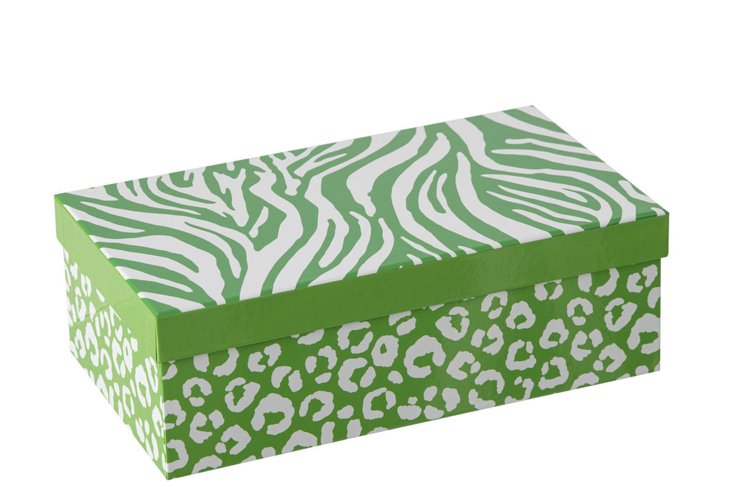 J-Line kopje + schoteltje - porselein - groen/wit - L - set van 2