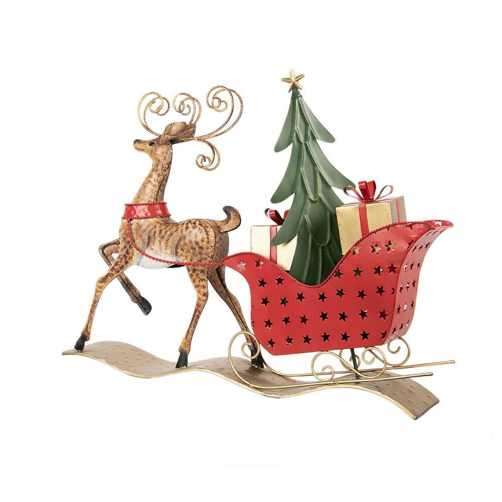 Kerstdecoratie Beeld Hert 68x11x50 cm Bruin Metaal