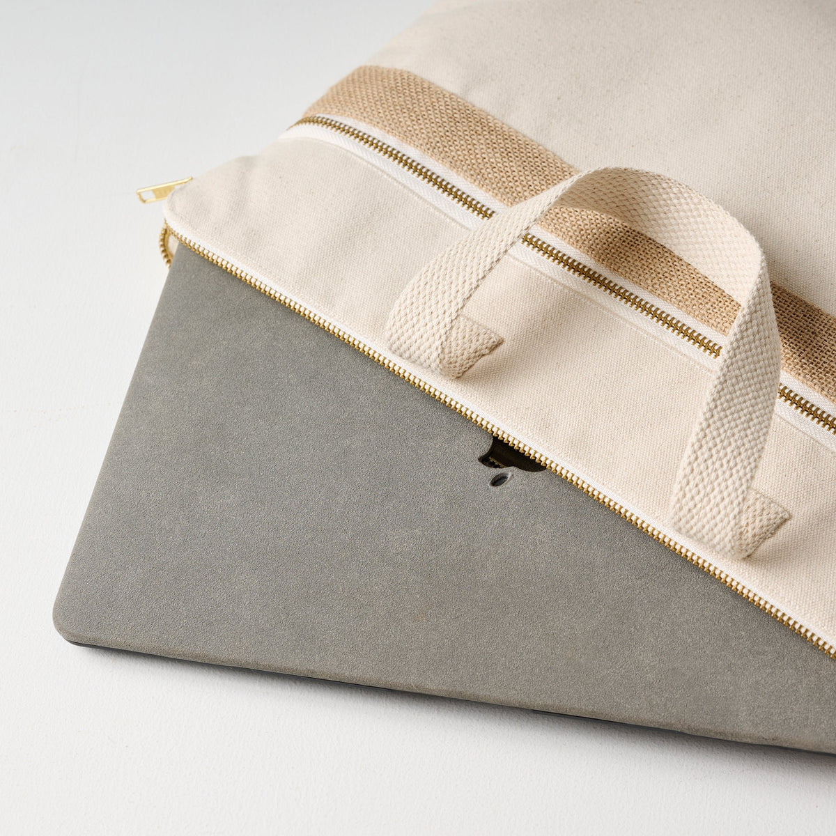Laptoptas | Katoenen canvas jute-accent