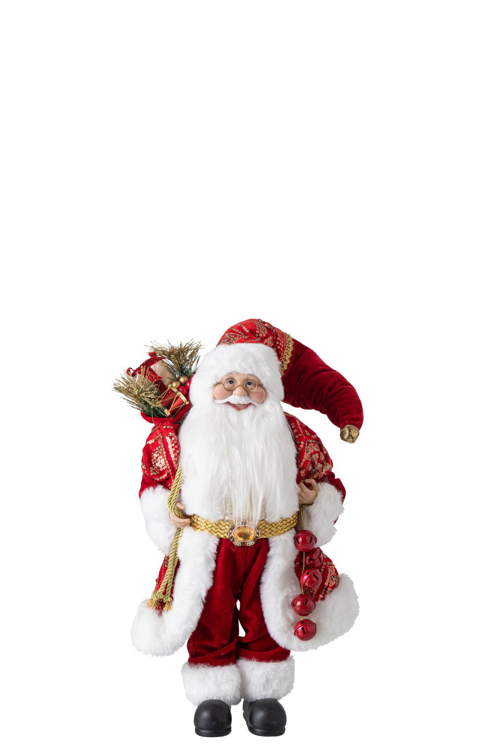 J-Line decoratie kerstman - kunststof - kerstrood - small - LED