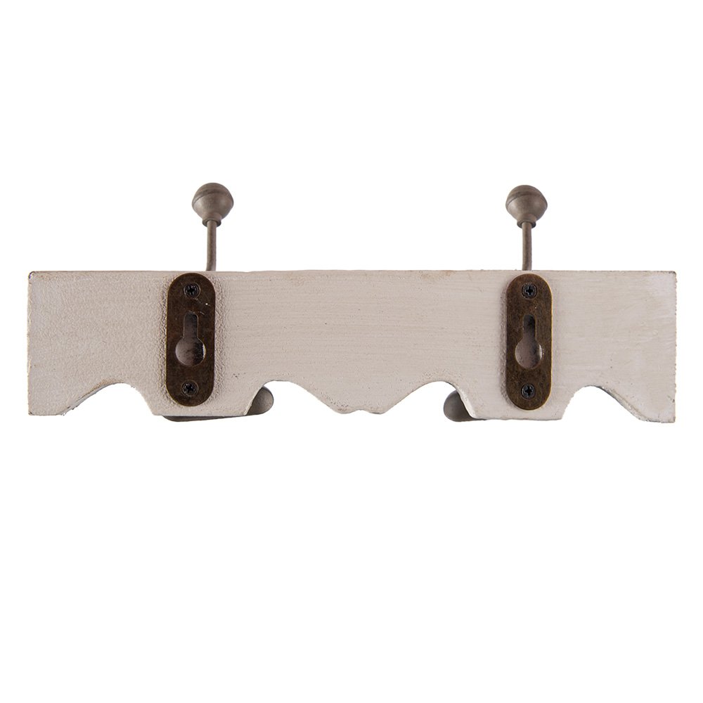 Wandkapstok 2 Haken 23x6x10 cm Wit Hout