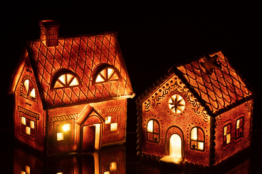 J-Line decoratie Huis Peperkoek - polyresin - bruin - large - LED