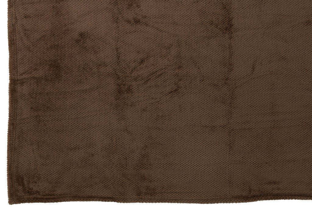 J-Line deken Snuggle - polyester - donkerbruin