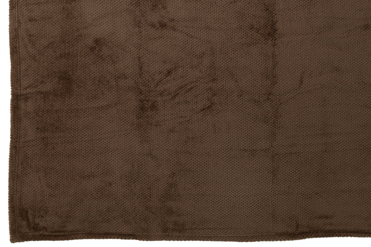 J-Line deken Snuggle - polyester - donkerbruin