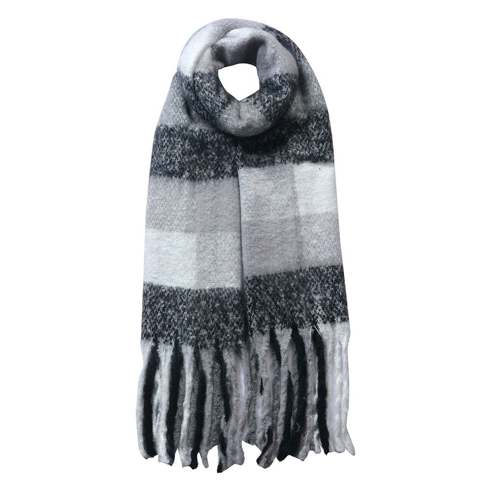 Wintersjaal Dames 50x180 cm Zwart Grijs Synthetisch Ruit Wintershawl