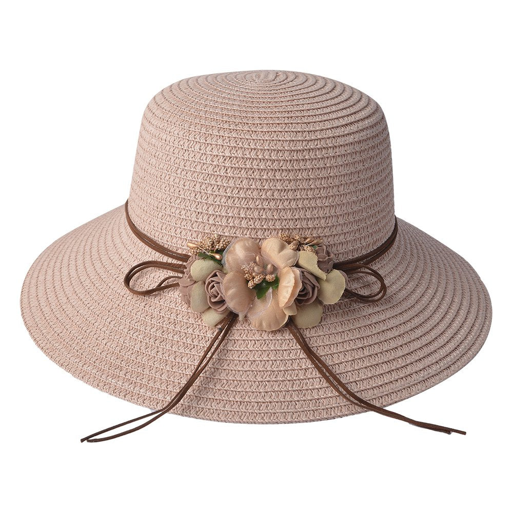 Hoed Dames Maat: 56 cm Roze Papierstro Zonnehoed