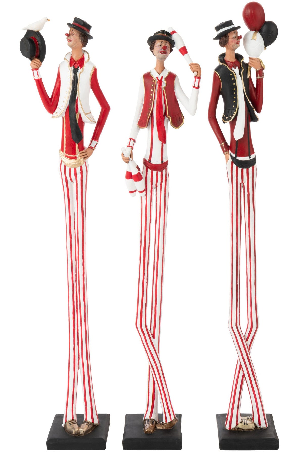 J-Line figuur Clown Reus - polyresin - mix - L - 3 st.