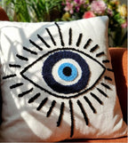 Evil Eye getufte decoratieve kussenhoes - 100% katoen - 1st