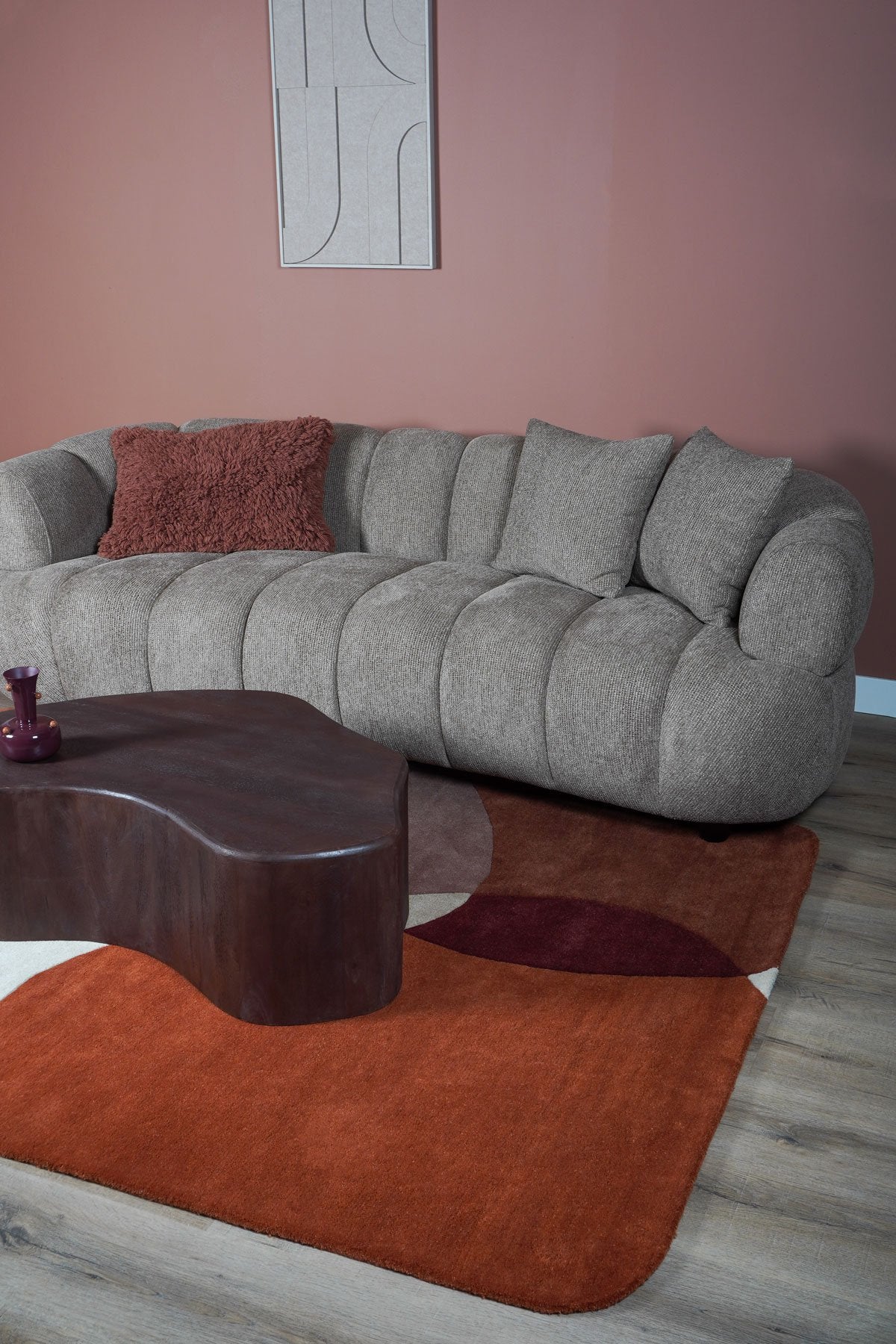Vloerkleed Abstract Terra/Bruin - Rounded Corners 160 x 230 cm