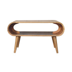 Massief houten open salontafel, licht eiken afwerking