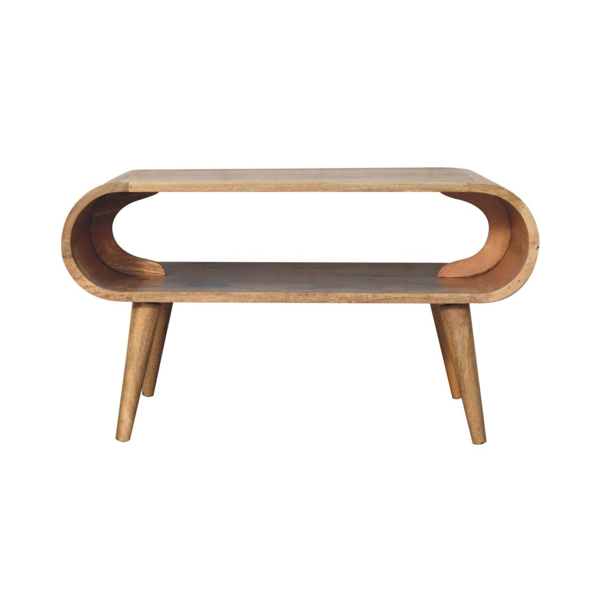 Massief houten open salontafel, licht eiken afwerking