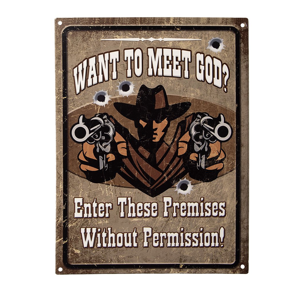 Tekstbord 25x33 cm Bruin IJzer Cowboy Wandbord