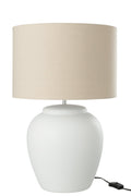 J-Line lamp Meli + kap - keramiek/linnen - wit - large