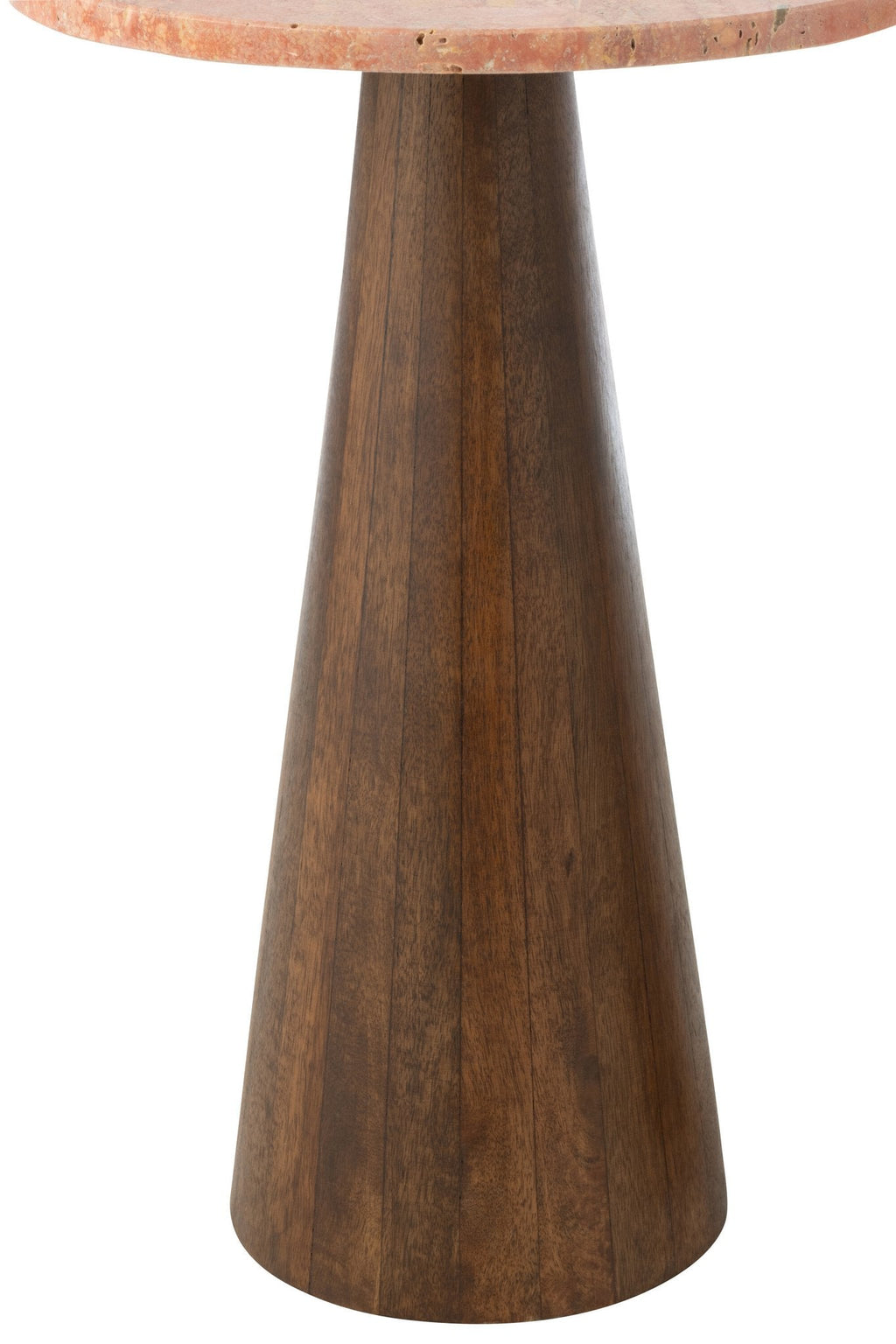 J-Line bijzettafel Rond Marmer - hout - terracotta/bruin - set van 2