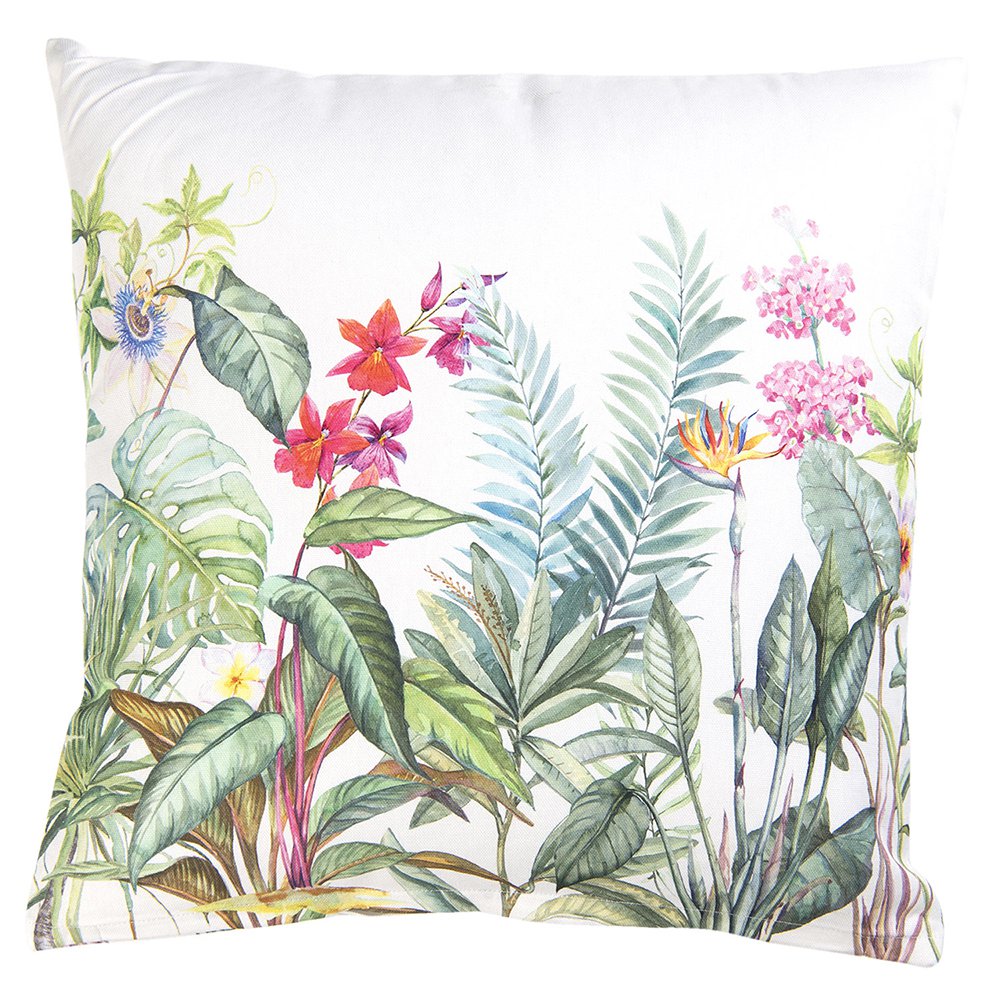 Kussenhoes 40x40 cm Wit Groen Katoen Jungle Botanics Sierkussenhoes