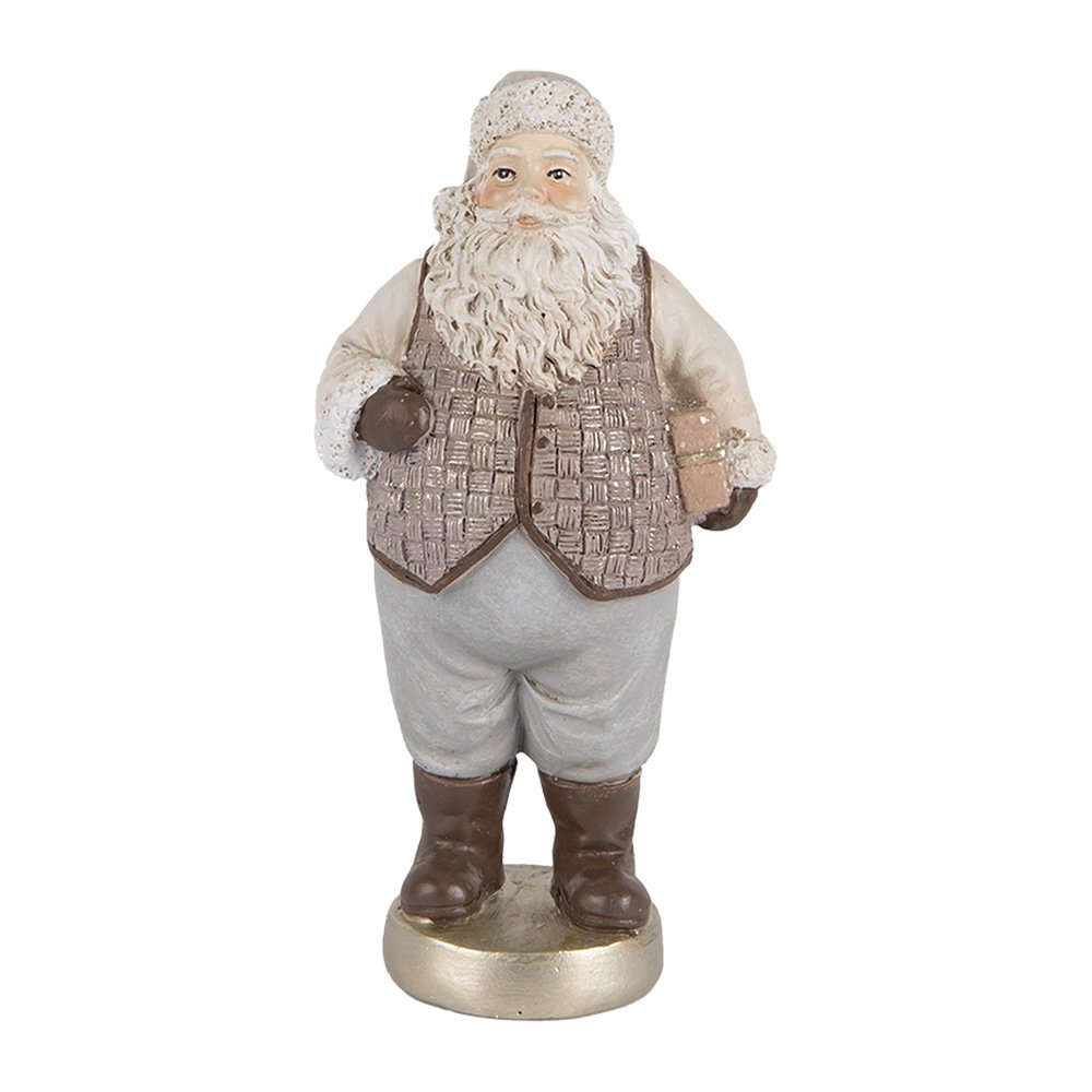 Kerstdecoratie Beeld Kerstman 8x6x15 cm Beige Kunststof