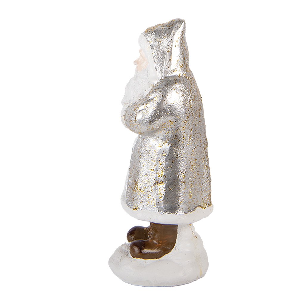 Kerstdecoratie Beeld Kerstman 7x7x16 cm Zilverkleurig Kunststof