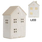 Decoratie Huis met LED 8x5x12 cm Beige Keramiek