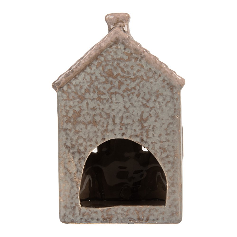 Waxinelichthouder Huis 10x8x15 cm Blauw Keramiek