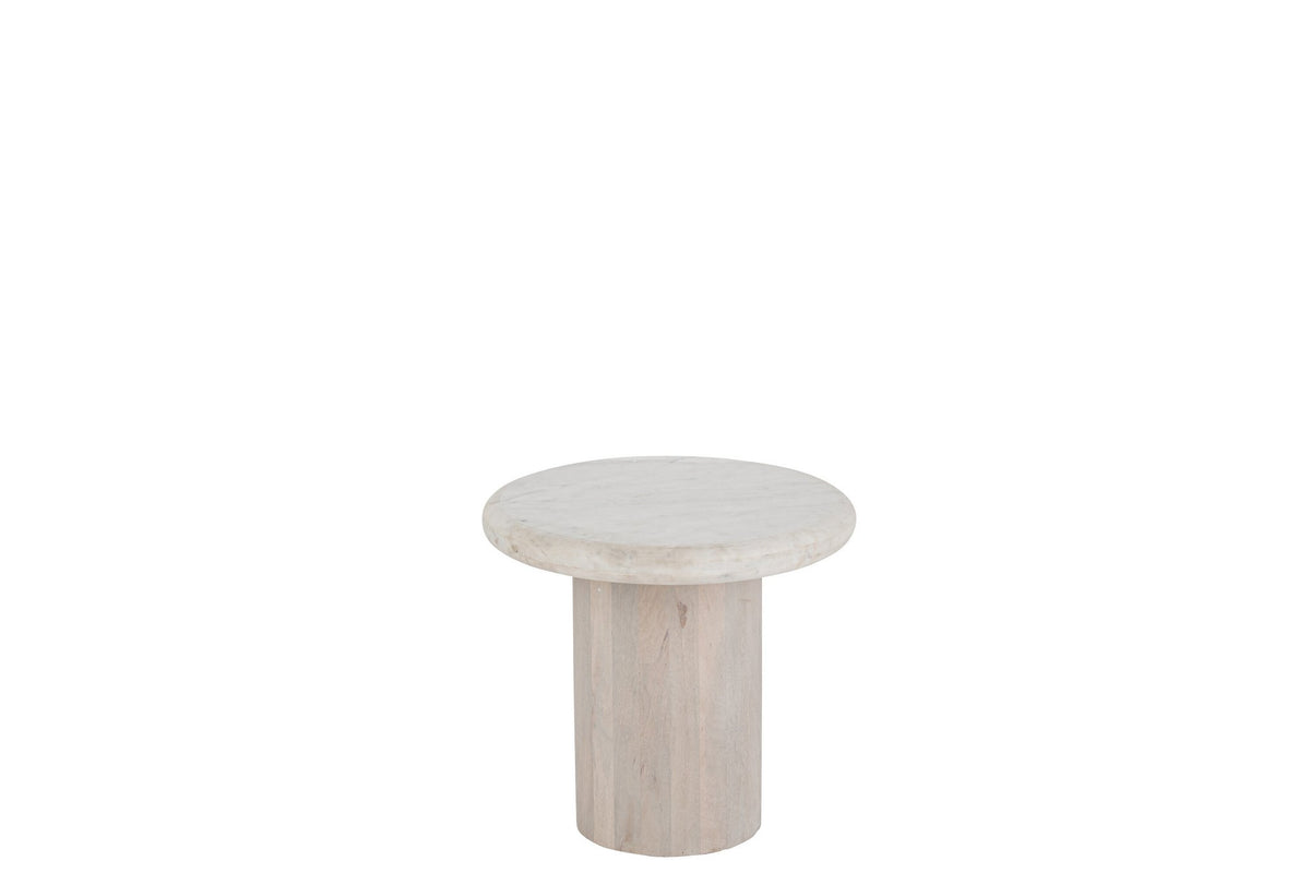 J-Line bijzettafel Rond Marmer - steen - gebroken wit - S