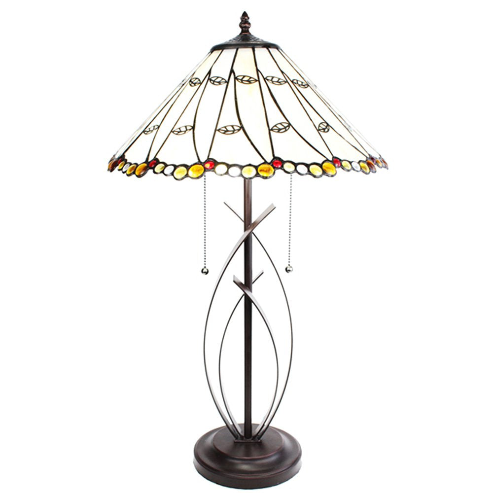 Tiffany Tafellamp Ø 41x68 cm Beige Glas Tiffany Bureaulamp