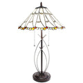Tiffany Tafellamp Ø 41x68 cm Beige Glas Tiffany Bureaulamp