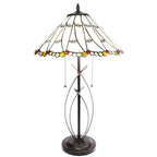 Tiffany Tafellamp Ø 41x68 cm Beige Glas Tiffany Bureaulamp
