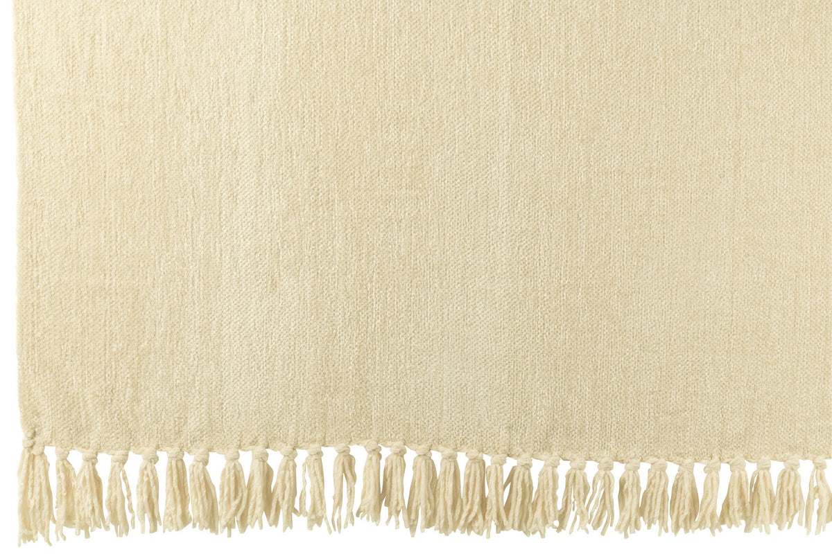 J-Line deken Chenille - polyester - ecru