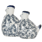 Decoratie Beeld Kip 18x12x21 cm Wit Blauw Keramiek