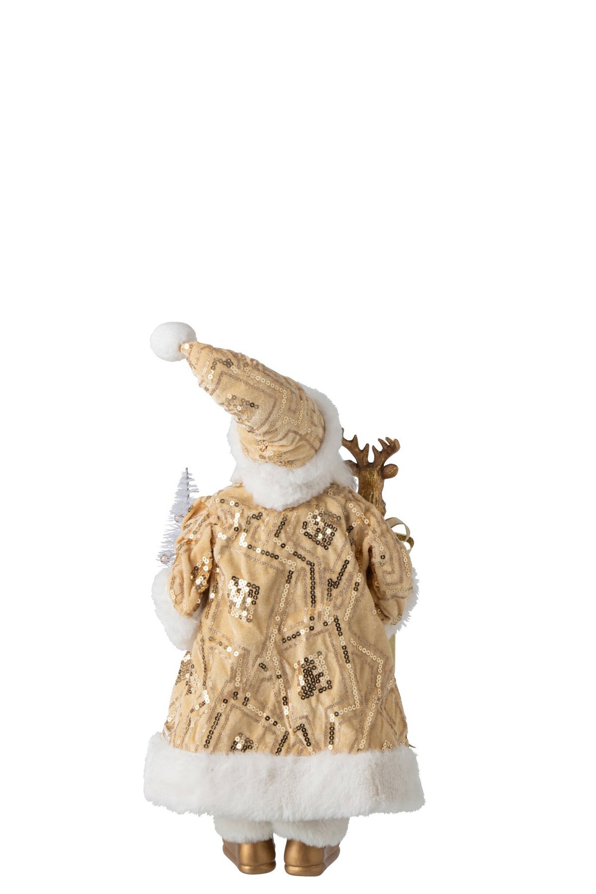 J-Line decoratie kerstman - kunststof - goud - small