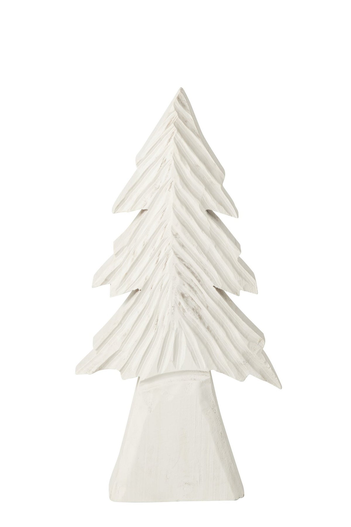 J-Line Gebeeldhouwde boom - paulowniahout - gebroken wit - medium