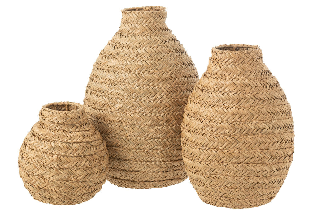 J-Line vaas Gevlochten - zeegras - naturel - large - 60 cm hoog