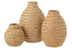 J-Line vaas Gevlochten - zeegras - naturel - large - 60 cm hoog