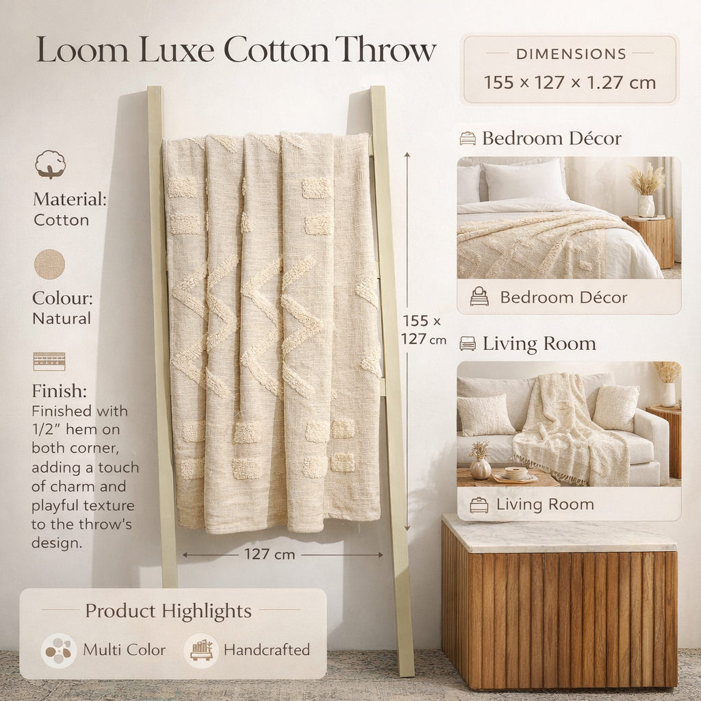 Katoenen deken - Beige - Getuft Premium Home Accent
