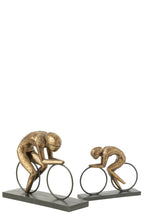 J-Line Wielrenner Op Voet Resine Goud Large