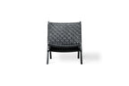 Oliver lounge stoel binnen - zwart leer - teak hout