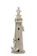 J-Line decoratie Vuurtoren - hout/touw naturel - L