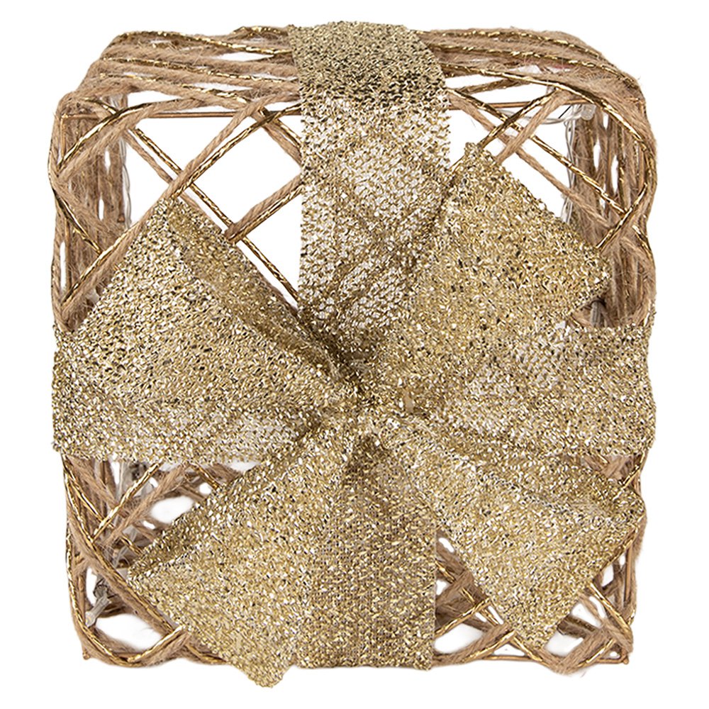Kerstdecoratie met LED-verlichting Cadeau 25 / 20 / 15 cm Goudkleurig Metaal