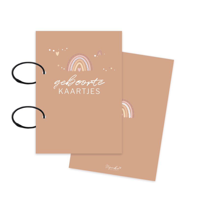 Bewaarbundel | Geboortekaartjes | Regenboog bruin