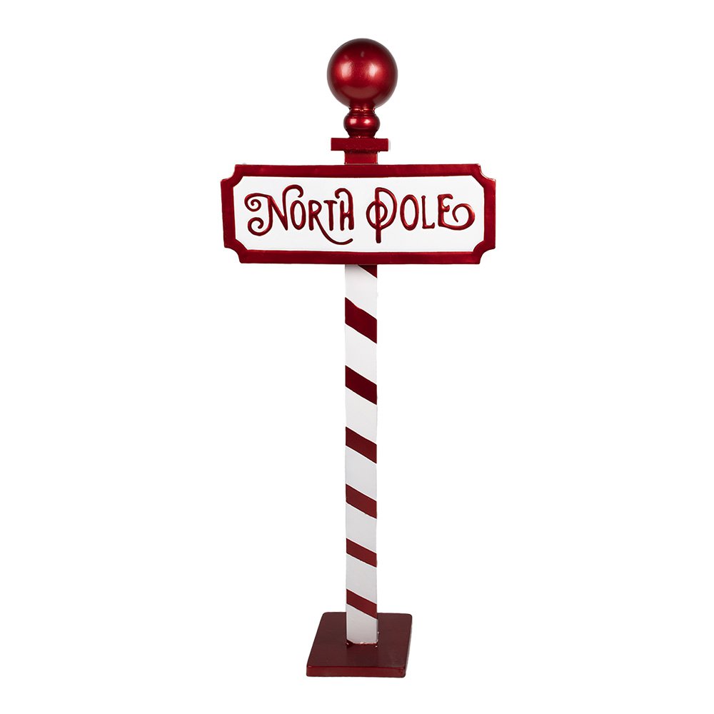 Kerst Tekstbord Sign 46x18x110 cm Rood Wit Metaal