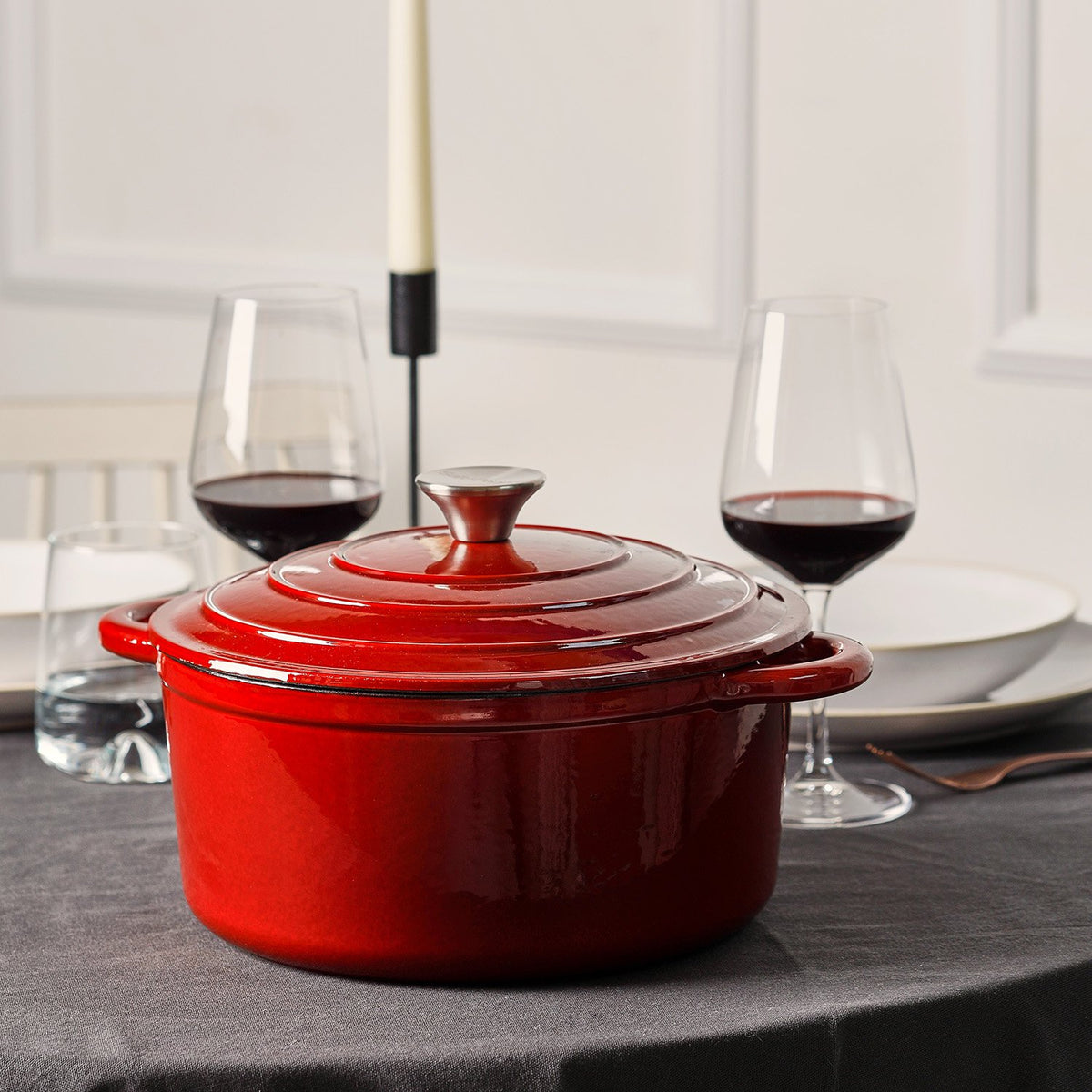 Kookpot 26cm gietijzer rood Ferno